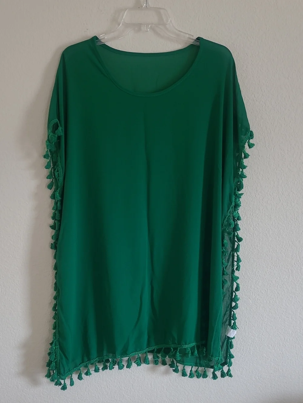 Emerald Green Tassel-Trim Tunic Swim  Over OS